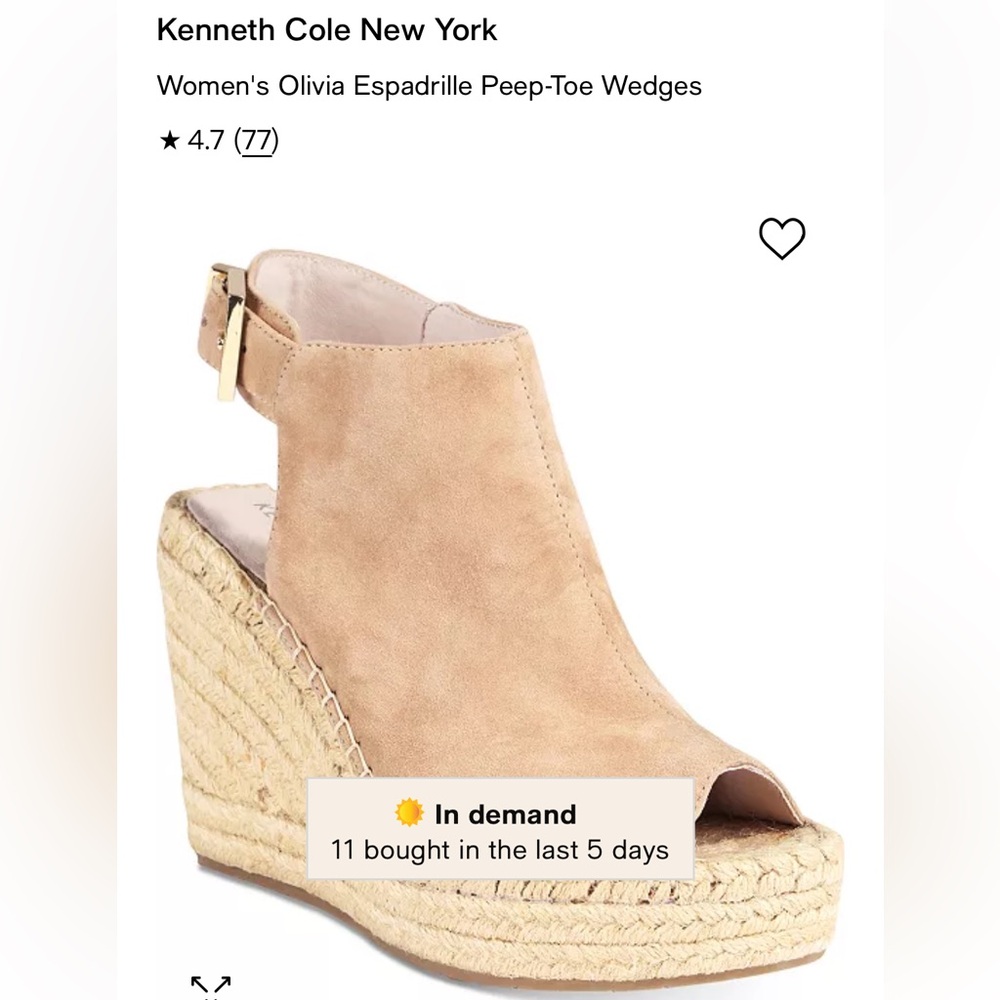 Kenneth Cole New York Tan Wedge Espadrilles with Slingback